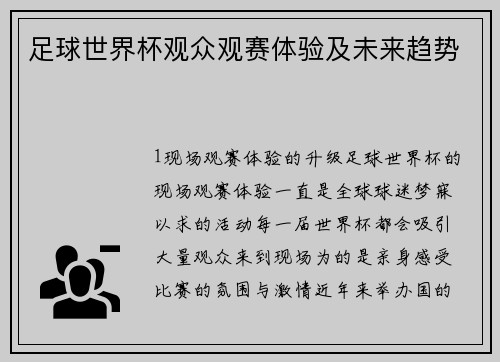 足球世界杯观众观赛体验及未来趋势